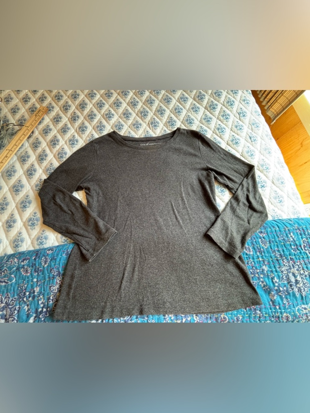 Caslon charcoal crewneck long sleeve tee